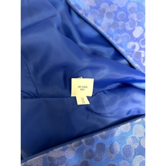 Kay Unger 6 Blue Satin Jacquard Pleated Knee Length Dress Wedding Guest Party - Picture 7 of 8